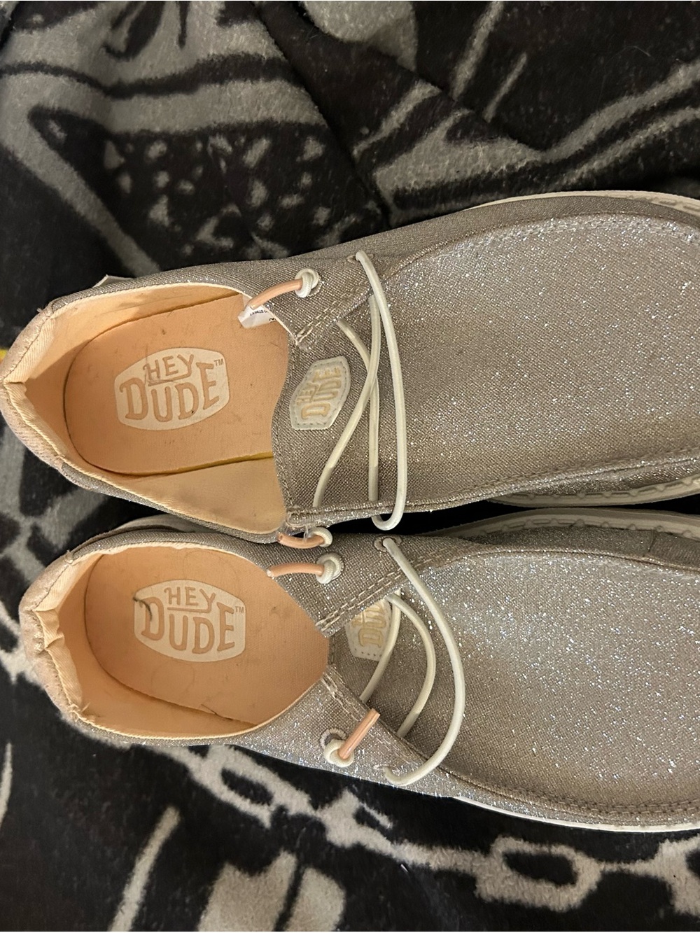 Hey Dude Women's Glitter Slip-On Shoes in Silver